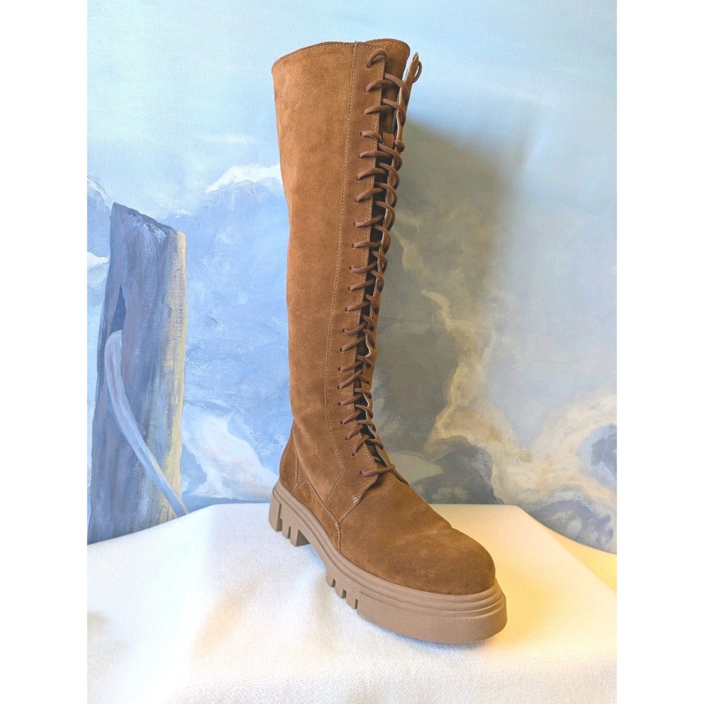 8 By Yoox Don Diego Suede Knee High Combat Boots Size 10